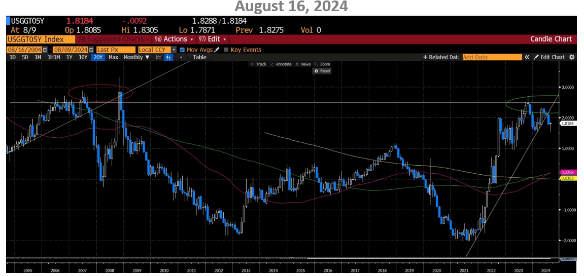 Chart of the very long term 5-year real interest rate