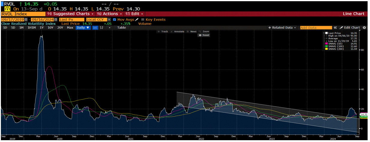 Chart on realized volatility or RVOL index on BBERG